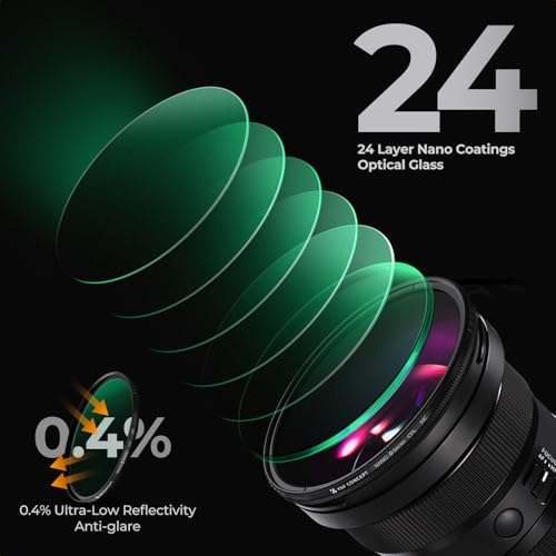 K&F Concept 62mm Circular Polarizer Lens Filter with Filter Cap Ultra Slim