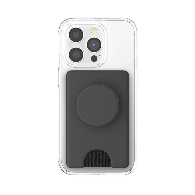 PopSockets Phone Wallet, Phone Card Holder, No Grip Wallet - Black Adhesive