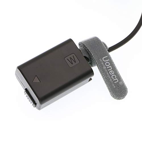 Uonecn NP-FW50 Dummy Battery to D-Tap Coiled Power Cable, 8V Camera Power Cord for Sony Alpha a7 a7R a7S a7II A6000 Series Cameras, 12-36in/30-90cm