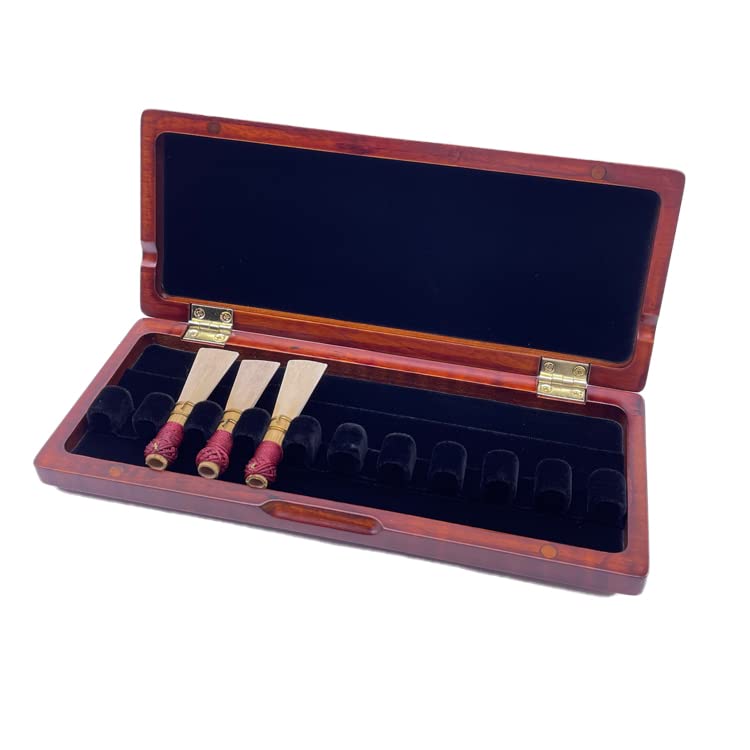 Wooden Bassoon Reed Case, Red/Black, for 3/5/10 Reeds (for 10 reeds, red) for 10 reeds