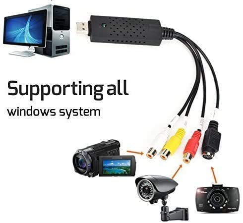 VHS to Digital Converter, USB 2.0 Video Capture Card,Old VHS VCR Mini DV Hi8 DVD to Digital Converter for MAC/PC,RCA to USB Video Converter,TV Tape Player Camcorder Windows Mac Compatible Black116