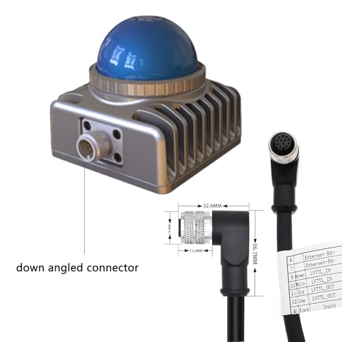M12 12-pin Power Network Ethernet Data Cable for DJI Livox Mid-360 LiDAR Sensor to Computer Debug, Right Angle to RJ45 Flying Leads, 1m 1 m 1-to-3 splitter cable with angled M12 12-pin