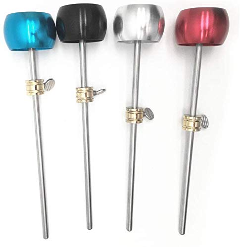 2 Pieces Bass Drum Pedal Beater Aluminum Alloy Hammer Head Percussion Instrument Accessory Part Red 1