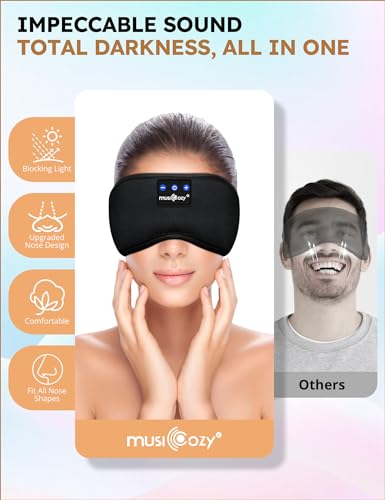 MUSICOZY Sleep Headphones Bluetooth Headband Sleeping Headphones Sleep Mask, Wireless Music Sleeping Headphones for Side Sleepers Men Women Travel Cool Tech Gadgets Unique Gifts Boys Girls, Pack of 2