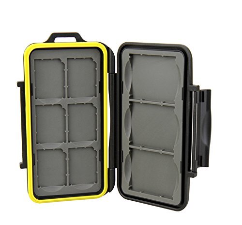 JJC MC-SD6CF3 Rugged Water-Resistant Memory Card Case fits 3x CF / 6x SD Cards, Black