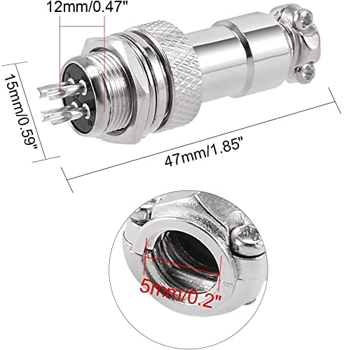 [AUSTRALIA] - VISSQH GX12 4 Pin Panel Metal Mounting Round Aviation Plug, 12 mm Male/Female Aviation Plug Cable Connector 4-Pin + Rubber Protective Cap and Screwdriver Pack of 16 4-pin. 