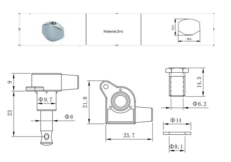 6 In-line Guitar Machine Heads 6 Right Hand – 1:15 Gear Ratio Sealed Tuning Key Pegs Tuners Set with Hexagonal Shaped Knob Replacement, (E-1001, Gold) 6 for Right