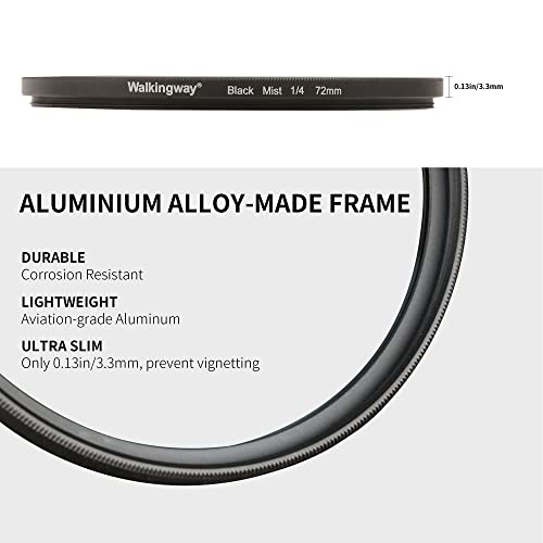 Walking Way 43mm Black Diffusion Filter 1/8, Soft Dreamy Cinematic Effect Filter, Hazy Diffuser, Ultra-Slim Frame, Multi-Coated Optical Glass, Water/Scratch Resistant for Portrait/Vlog/Video 43 mm 1/8 Diffusion