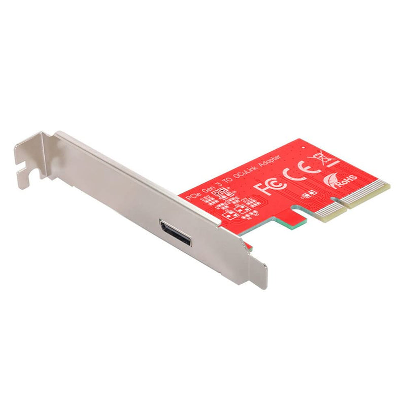 Xiwai PCI-E 3.0 Express 4.0 x4 to Oculink External SFF-8612 SFF-8611 Host Adapter for PCIe SSD with Bracket Red PCIe Card External