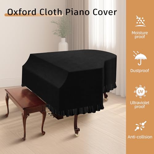 Grand Piano Keyboard Dust Cover, Music Stretchy Dirt Proof Keyboard Cover With Durable Elastic & Cord Lock Must Have Piano Accessories Grand