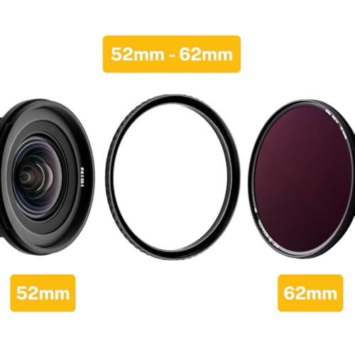 NiSi Brass Pro 52mm to 62mm Step-Up Ring, Converts 52 Lens to 62 Filter 52-62mm