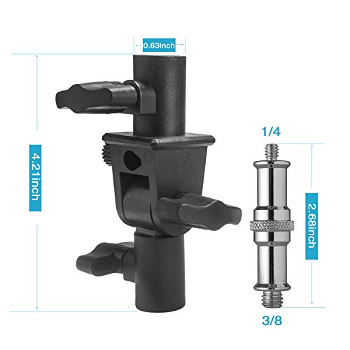 WELLMAKING Light Stand, 72 inches led Light Stand Reverse Folding Light Tripod, 2 Pieces Standard 1/4 to 3/8 inch Metal Male Convertor Threaded Screw Adapter Spigot Stud & U-Shape Swivel Mount Bracket