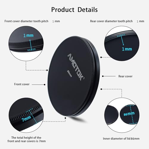 86mm Metal Lens Filter Caps,Compatible All 86mm Camera Lens FiltersFilter Accessory(UV,CPL,ND,Threaded Lens),Ultra Precision CNC Machine Tools Produce.