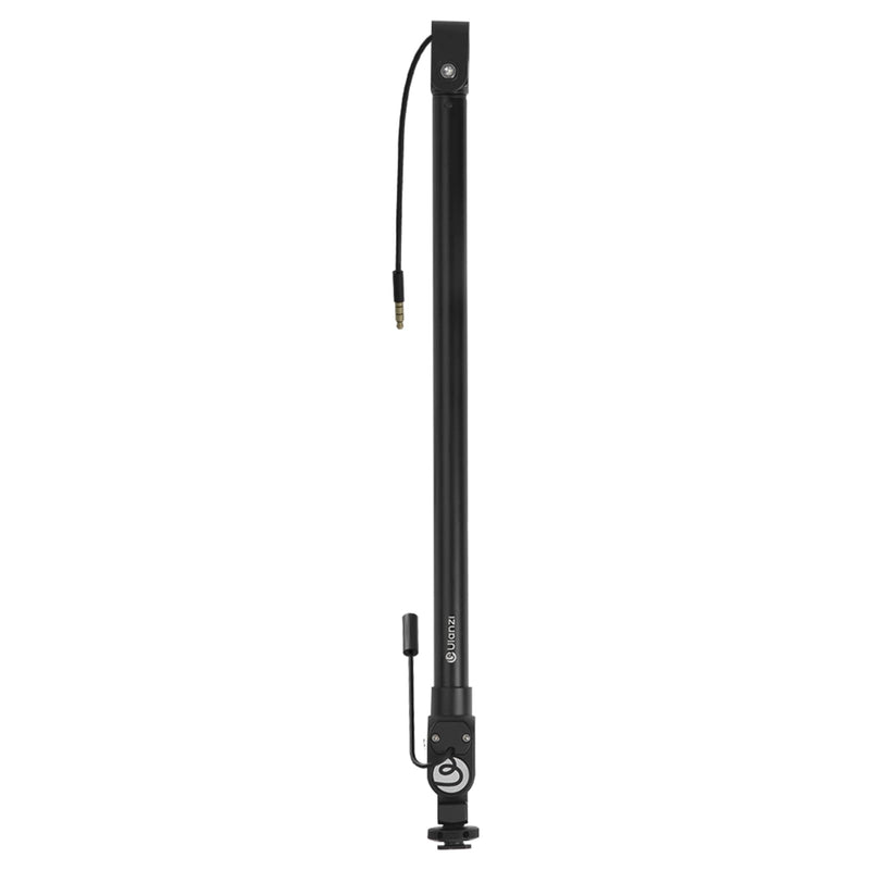 ULANZI ZJ08 Extendable Cold Shoe Mic Arm Pole with Built-in 3.5mm Audio Cable, 3 Section Aluminum Microphone Boom Pole for Cold Shoe Microphones, Angle Length Adjustable, 1KG Max Load
