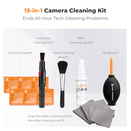 K&F CONCEPT 15 in 1 Camera Pro Cleaning Kit for DSLR and Sensitive Devices