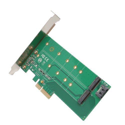 I/O Crest M2 SSD NVME M-Key to PCI-e 3.0 x4 Adapter Card and SATA B-Key M.2 to SATA Port convertor 22110 2280 2260 2242 2230 to with Low Profile Bracket - Dual M.2 PCIe Adapter M.2 M-Key & B-Key PCI-e