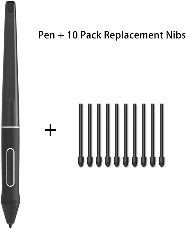 Stylus Digital Pen with 10 Nibs for Huion Kamvas 13, 22 Plus and 24 Drawing Monitors - Battery-Free, 8192 Pressure Sensitivity