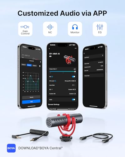 BOYA BY-MM1 AI On-Camera Shotgun Mic for Camera, DSLR, iPhone, Android