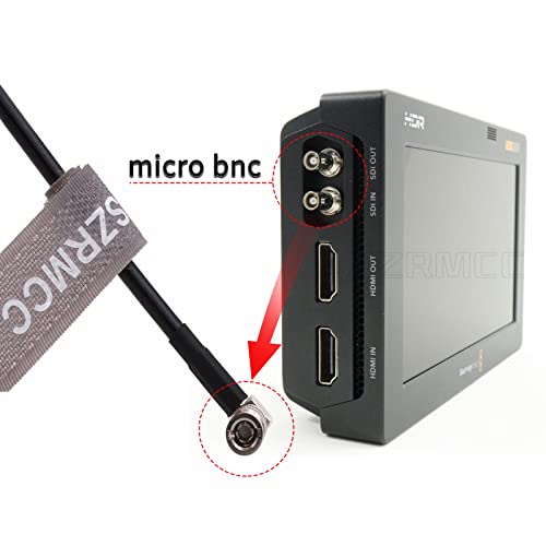 SZRMCC High Density HD Right Angle Micro BNC Q4 to Standard BNC 75 Ohm UHD 4K Video Coaxial Cable for Blackmagic Video Assist 5″ 12G-SDI HDR Monitor (15cm) 15cm