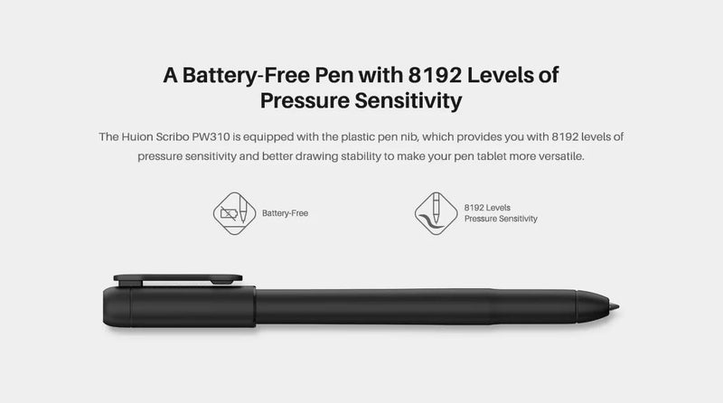 Digital Neutral Battery-Free Pen for Huion Scribo PW310 8192 Levels for HS611/HS64/HS610/Q620M/H610PRO V2/Kamvas Pro 20