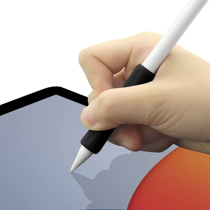 ProElife 2-Pack Ergonomics Grip Holder Anti-Rolling Protective Sleeve Cover for Apple Pencil 2nd & 1st Gen 2022-2018 iPad Pro 12.9'' 11''/Air 10.9'' Stylus Accessory Kits (White/Black) White/Black