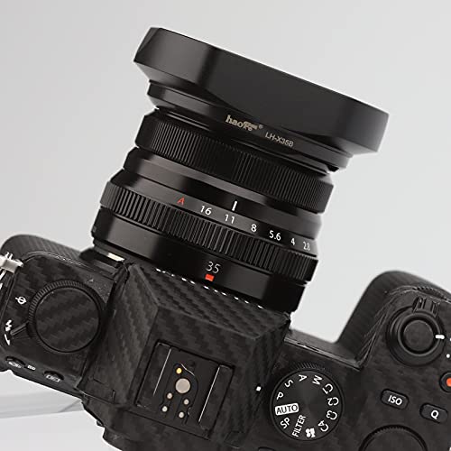 Haoge LH-X35B Metal Square Bayonet Lens Hood for Fujinon XF35mmF2 R WR XF23mmF2 R WR XC 35mm F2 (XC35mmF2), Fuji 35mm F2 Hood, 23mm F2 Lense Hood, with Metal Front Cap, Replaces LH XF35 2 Hood Black