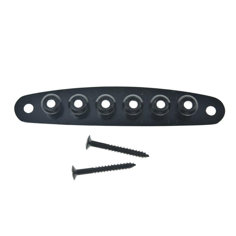 KAISH Guitar Bridge String Thru Body Ferrule Plate Guitar String Ferrules String Bushing Plate for Electric Guitar Black