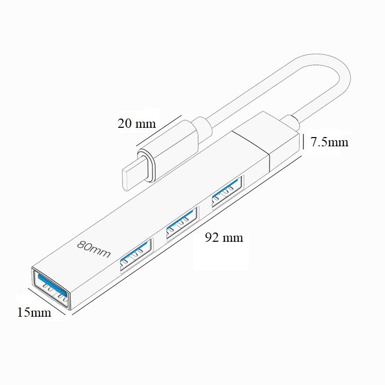USBC_4USBA_Hub : 4 USB-A Ports in 1 USB-C Hub, USB-C to 4 USB-A for, Compatible with Windows/MacOS/Android/iOS/Linux Laptop, Notebook, Desktop Computer, Smartphones.