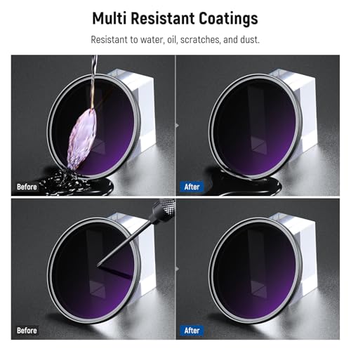 NEEWER 77mm Variable ND Filter ND2-400 (1-9 Stops) with 3X Cleaning Cloth, Adjustable Rotating Variable Neutral Density Camera Lens Filter with Multicoated Optical Glass for Exposure Balance