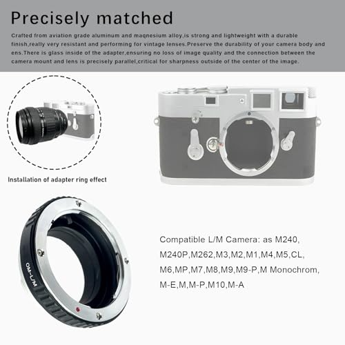 OM to LM Lens Adapter for Olympus OM Mount Lens to for Leica M L/M M9 M8 M7 M6 M5 (Compatible TECHART LM-EA 7 Adapter) OM to LM Adapter