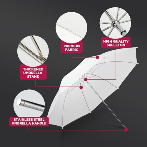 43" Translucent White Soft Umbrella & Silver Reflector Diffuser Umbrella for Studio/Outdoor Photo and Video Lighting Accessories… 1*43"White+1*43"Black