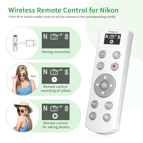 for Nikon Rechargeable Wireless Remote Control - Camera Remote Shutter Release with Zoom Focus Compatible with Nikon Z6 II/Z6 III/Z7 II/Z30/Z50/Z fc/Z f/Z5 II/Z50 II/B600/A1000/P950/P1000/P1100, White