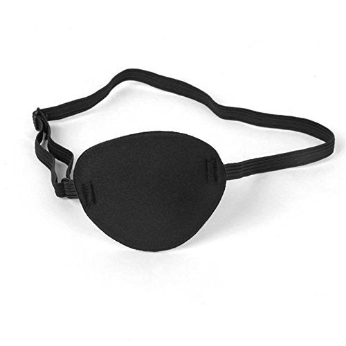 AKOAK 1 Pcs Adult Kid's Black Adjustable Soft and Comfortable Pirate Eye Patch Single Eye Mask for Amblyopia Lazy Eye