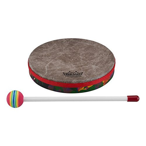 REMO Drum, KIDS PERCUSSION®, Hand Drum, 8" Diameter, 1.25" Depth, Fabric Rain Forest