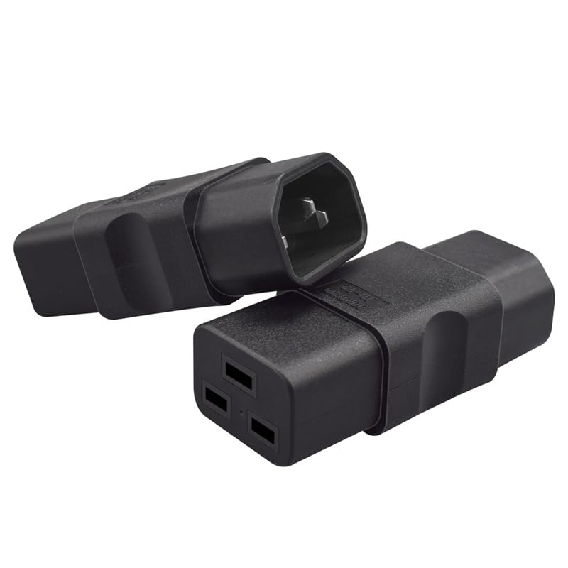 IEC 320 C14 Male to C19 Female Power Adapter, 1Pack | 10A/15A 125V/250V, 3000W Peak High Power, Straight Plug, For PDU UPS Server Industrial C14 to C19(1 Piece)