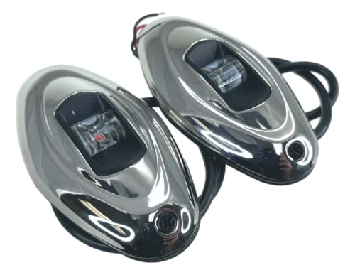 [AUSTRALIA] - Pactrade Marine Boat Vertical Mount SS316 Navigation Light 12V 1NM LED Green Starboard 95LM Red Port 20LM Light 12m 112.5 Degrees Each 12V DC / 1W Teardrop Oval Stainless Steel Housing 
