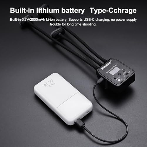Fomito Mini Macro Flash, Single Contact Hotshoe, Three-Head with 13pcs Diffuser and Type-C Cable, 8 Levels of Adjustable Brightness, 9-Stop LED Light Effect, Built-in 3.7V/2000mAh Battery - 17.52inch KM202-L1