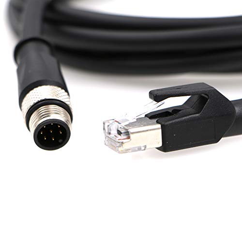 Ethernet-M12-RJ45-Cable for Cognex DM300 M12 8-Pin A-Code Male to RJ45 for Industrial Camera 9.8Ft|3M Black 3M