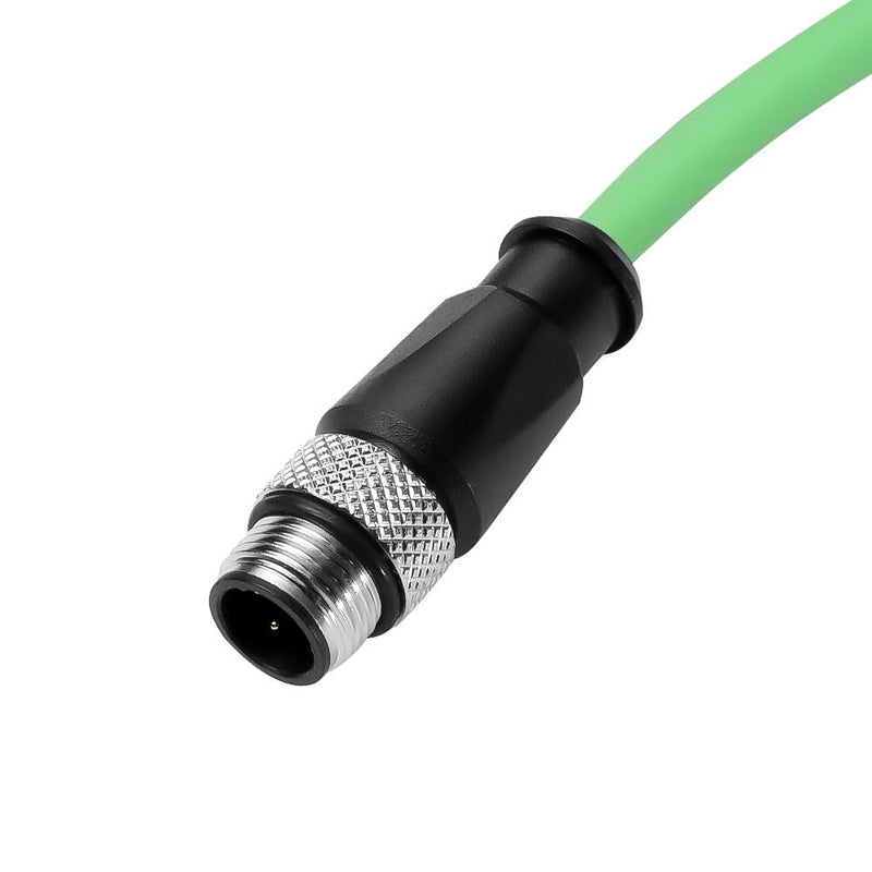 Alvin's Cables M12 D-Code 4 Pin Male to RJ45 Ethernet Cable High-Flex for Industrial Camera Sensor, Automation Application 16.4ft/5m Green Straight 4 Pin