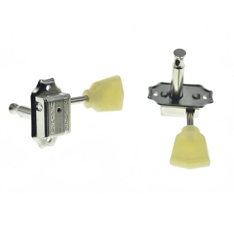 Wilkinson Nickel with Vintage Button 3x3 Deluxe Vintage Tuners Guitar Tuning Keys Machine Heads with Plastic Keystone Buttons for Les Paul/SG/ES, (K1948)