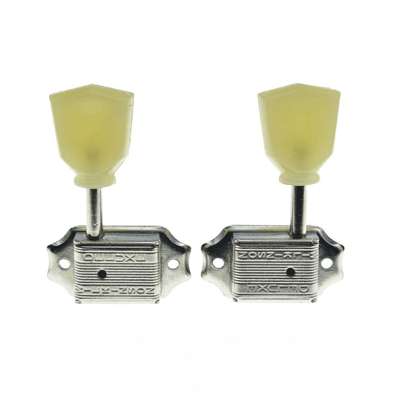 Wilkinson Nickel with Vintage Button 3x3 Deluxe Vintage Tuners Guitar Tuning Keys Machine Heads with Plastic Keystone Buttons for Les Paul/SG/ES, (K1948)
