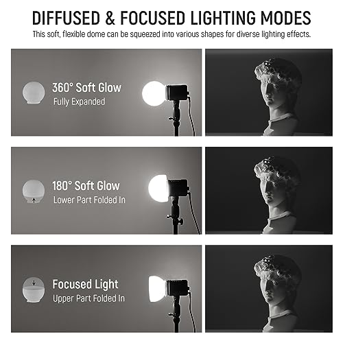 NEEWER CRS6 Softbox Diffusion Dome with 3 Adapter Rings, Compatible with Godox V1 Z2PRO Z3R Round Head Flash and Square Speedlite Z880 and More, NEEWER Mount for Video Light MS60B MS60C MS150B