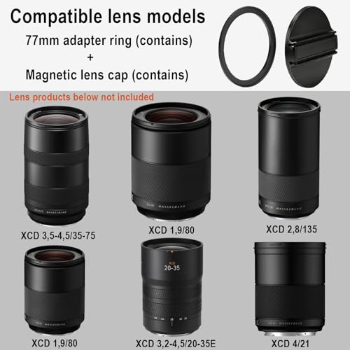 Magnetic Metal Lens Cap for Hasselblad X2DII/X2D/X1D/907 Camera XCD Series Lenses, 72mm/62mm/77mm Lens Cover Compatible XCD 3.5/90, XCD 2.5/55,XCD 2,5/55V，XCD 2,5/90V，XCD 2,5/38V，XCD 4/45P etc.