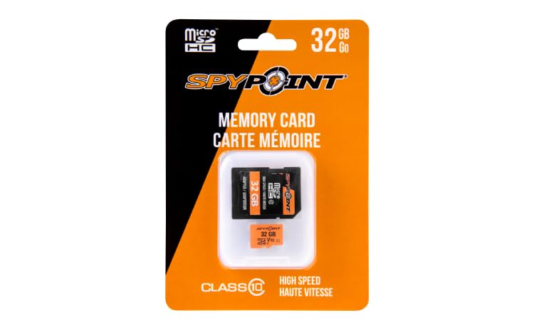 SPYPOINT 32GB Micro SD Memory Card Trail for Cameras | Adapter Media Storage for Trail and Game Cameras Designed | Used in Hunting and Trail Cams (Class 10 Speed)