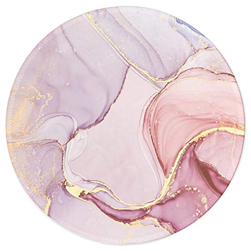 Mouse Pad,Anti Slip Rubber Round Mousepads Desktop Notebook Mouse Mat with Stitched Edge for Working and Gaming (Marble Pretty Pink) Marble Pretty Pink