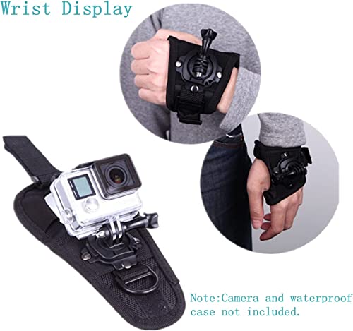 3 in 1 Universal Action Camera Accessories Kit and 360 Degree Rotation Hand Strap Mount Wrist Strap Belt Compatible with Gopro Hero 13 12 11 10 9 8 7 6 5/AKASO EK7000/V50/Brave 7/Dragon Touch Action