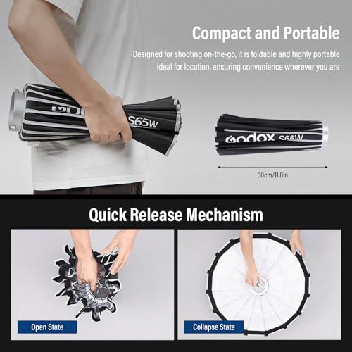 Godox S65W Softbox 65cm/25.6" White Inner Bowens Mount with Diffuser/Carry White-inner Softbox