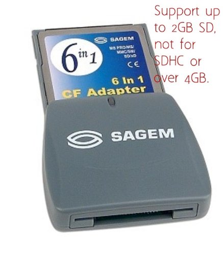 Sagem CompactFlash to MS Pro/MS/MMC/SM/SD/xD Card Adapter - Turn your CF Type I Card Slot into a 6-in-1 Card Reader!