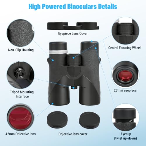 10x42 HD Binoculars Lightweight Compact for Bird Watching Hunting Travel