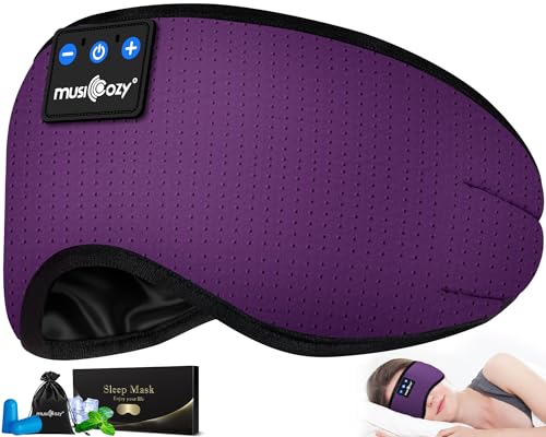 MUSICOZY Sleep Headphones Breathable Bluetooth 5.4 Headband 3D Sleeping Headphones, Wireless Eye Mask Sleep Earbuds for Side Sleeper Women Office Air Travel Cool Tech Gadgets Unique Gifts of 2 Packs